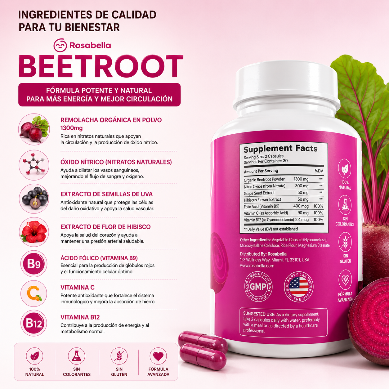 Beetroot Circulación Activa — Flujo Sanguíneo Optimizado. 100% Natural, Complemento Dietético
